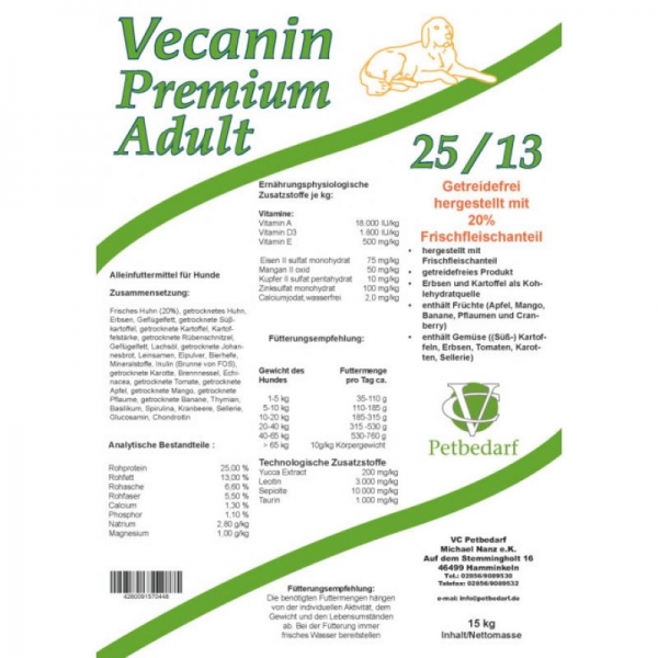 Vecanin Adult mit Frischfleisch 25/13 14kg
